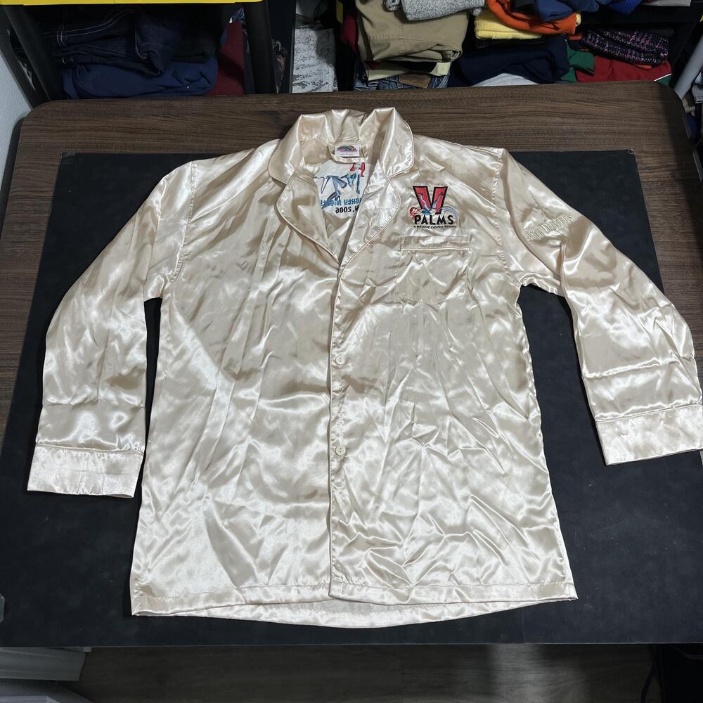 Palms Vintage Satin Pajama Shirt Mens Jimmy Gooner Casino Pin Up Jack Daniels